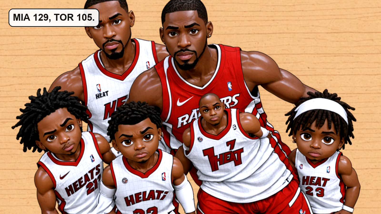 MIA 129, TOR 105. Photo: Yahoo Sports.