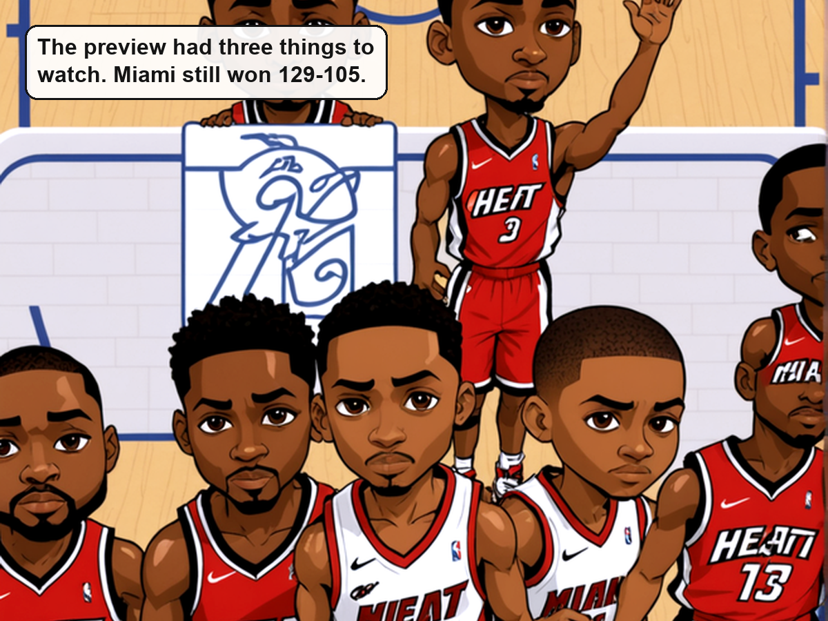 The preview had three things to watch. Miami still won 129-105. Photo: Yahoo.