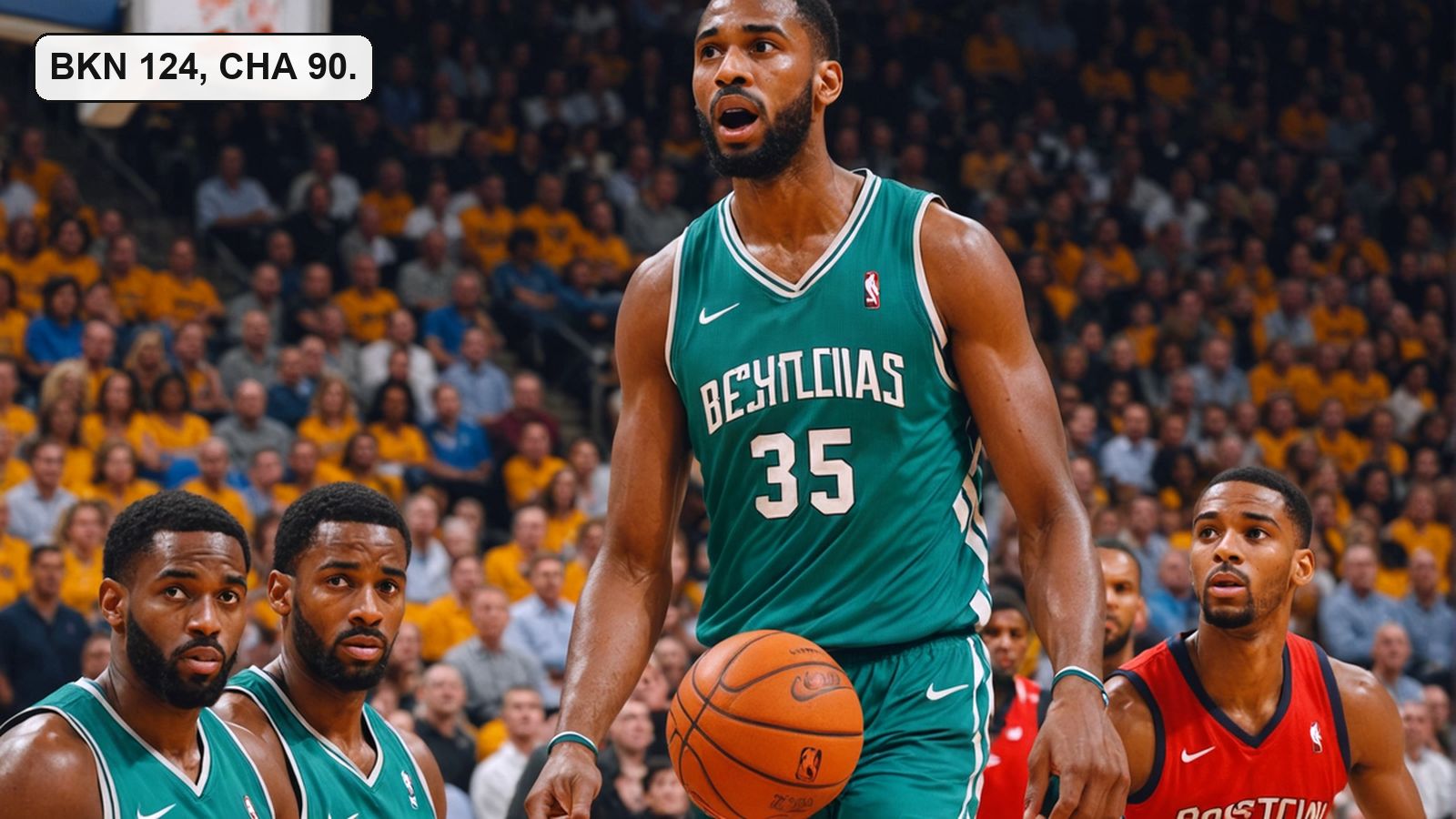 BKN 124, CHA 90. Photo: Yahoo Sports.