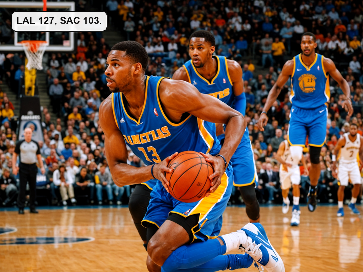 LAL 127, SAC 103. Photo: Yahoo Sports.