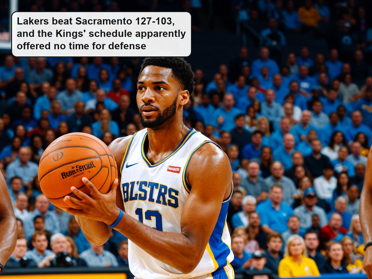 Lakers beat Sacramento 127-103, and the Kings' schedule apparently offered no time for defense Photo: Yahoo Sports.
