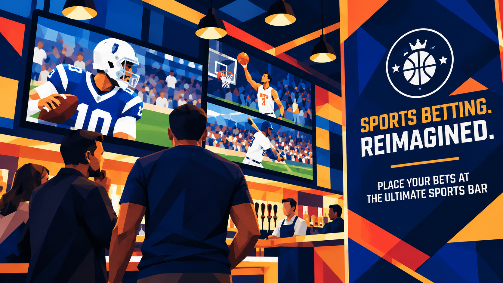 A FanDuel Sportsbook sign promotes sports betting inside a viewing venue.